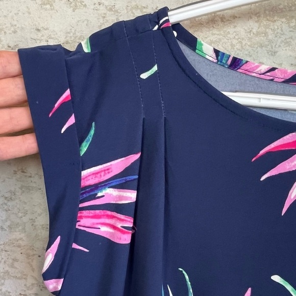 Tori Richard Hawaiian Top Tropical Palm Leaf Sz S Blue Pink Vacation Resort - Picture 8 of 15